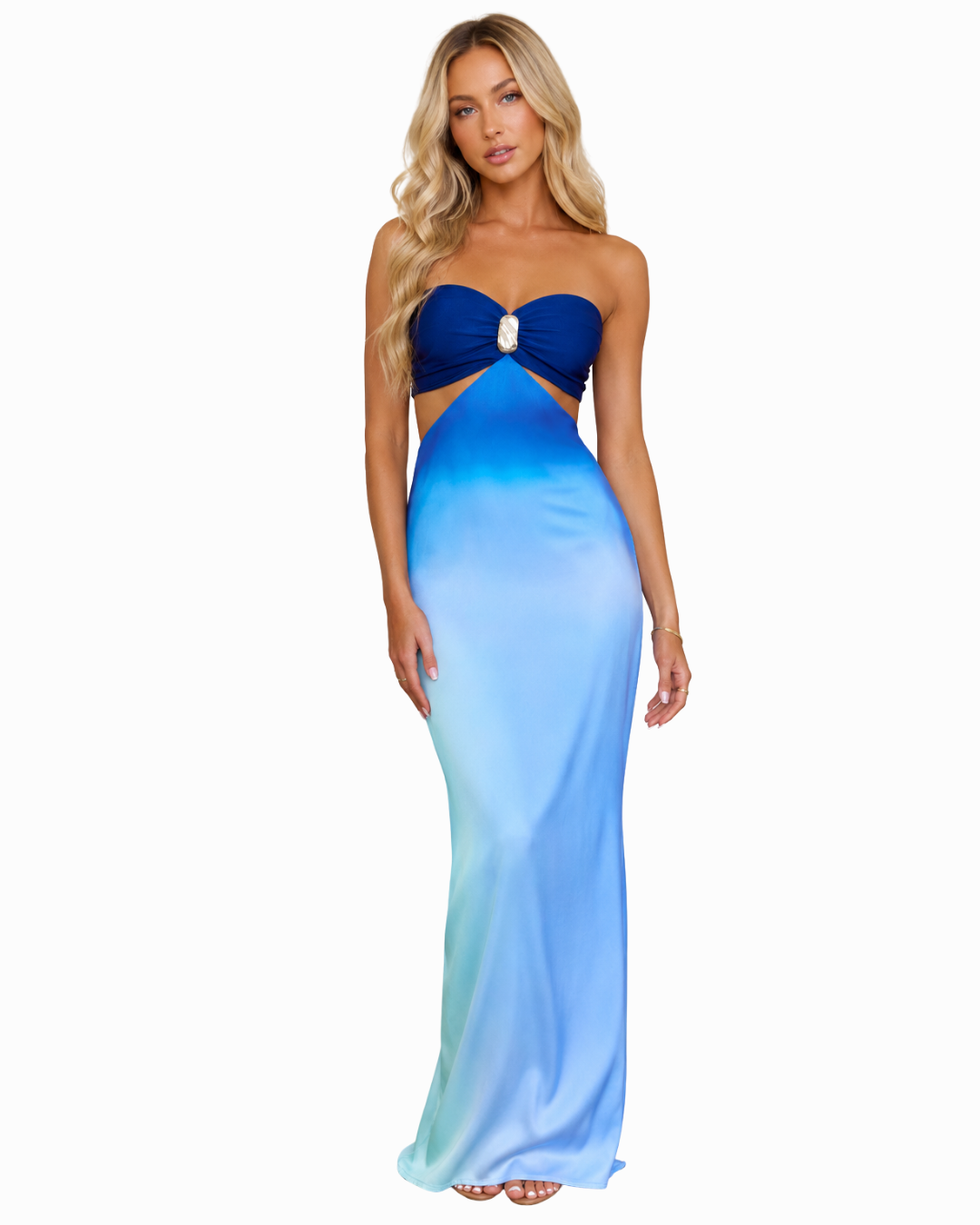 metallic ombr strapless maxi dress Rare London sequin bandeau bodycon maxi dress in metallic ombre